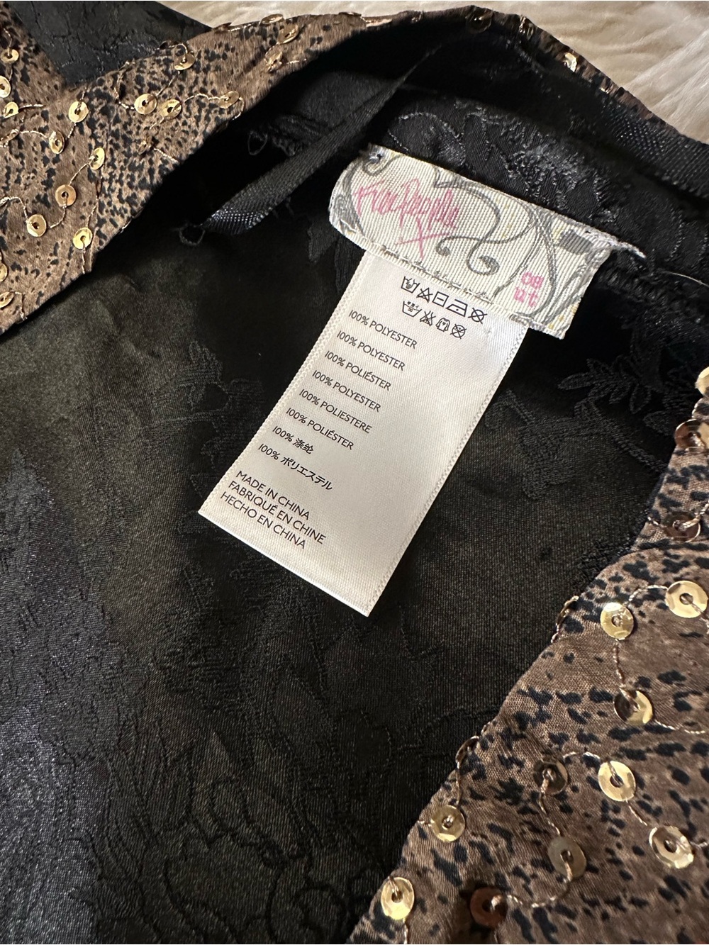 Free People Movement Black Satin Kimono Robe with Gold sequins OS - Picture 2 of 7